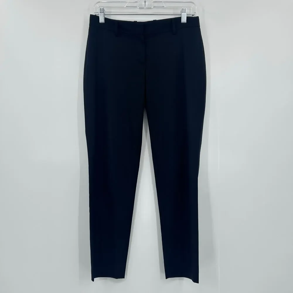 Theory Black Wool Blend Slim Ankle Cropped Dress Pants Size 2 Classic Capsule - Picture 3 of 11
